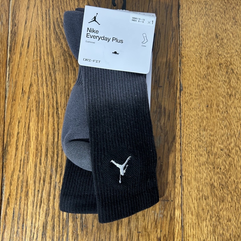 Nike Jordan Mens Size L (8-12) Black Everyday Plus Cushioned Crew Socks